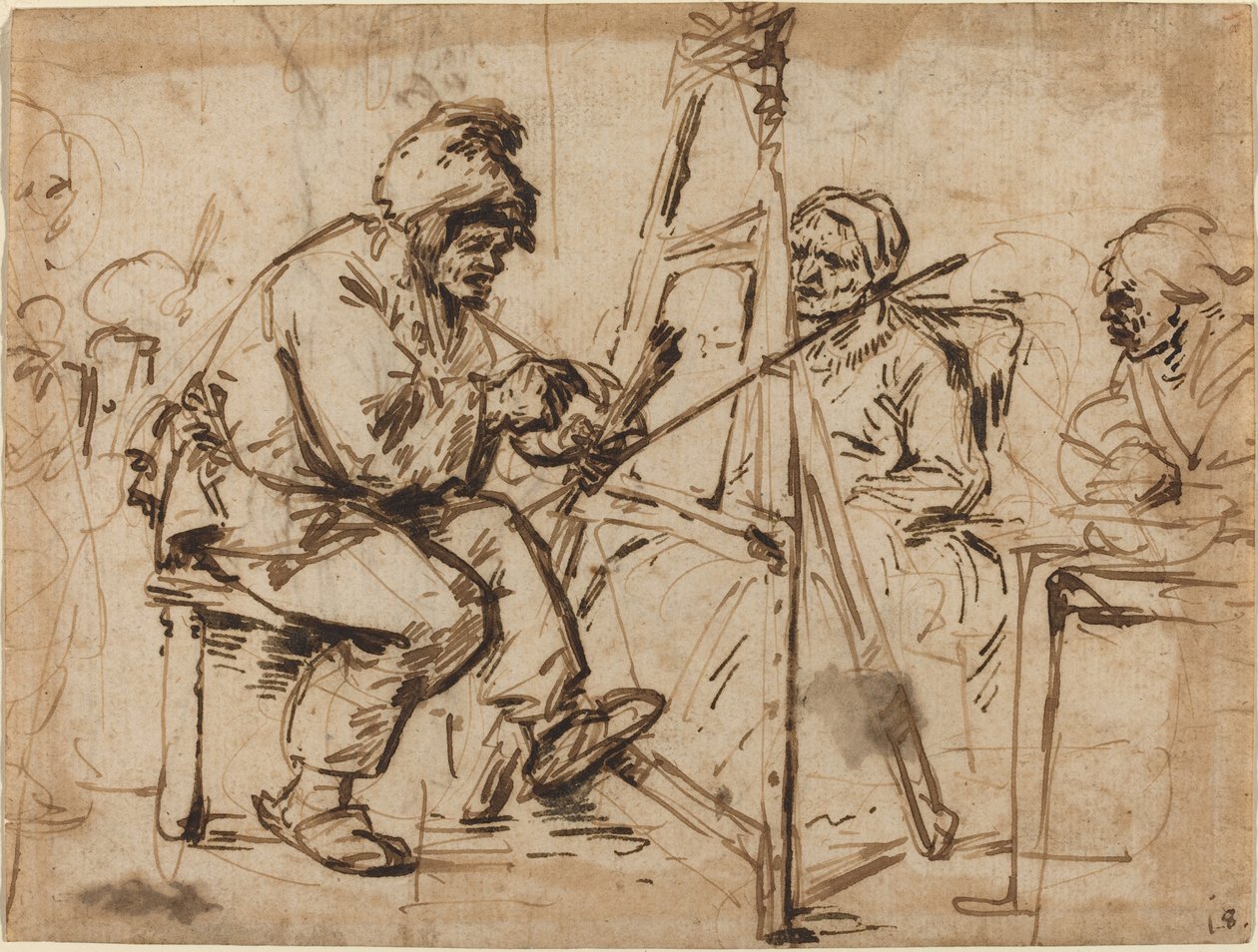 Un artiste assis à son chevalet - Andries Both