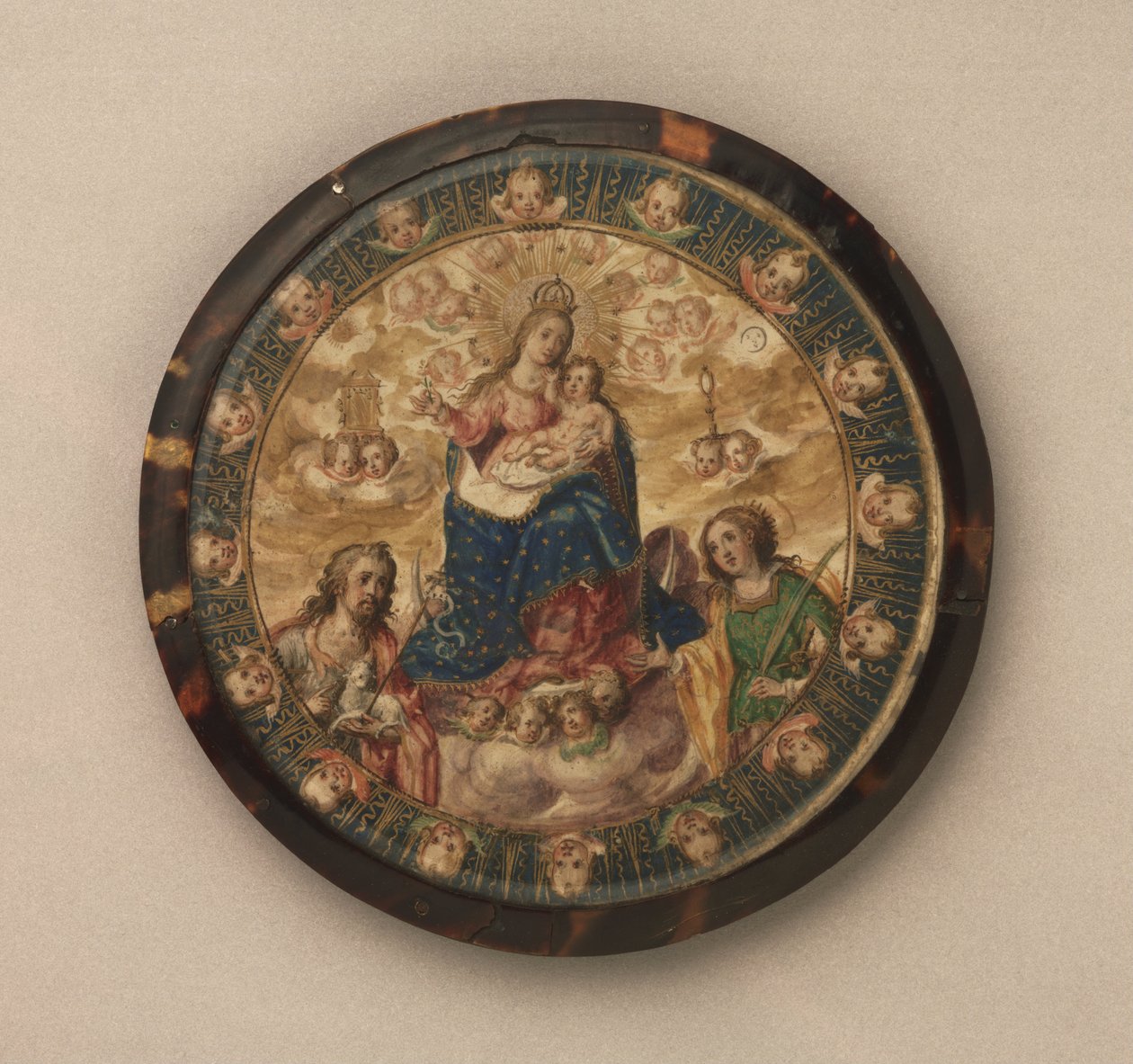 Bouclier de nonnes montrant la Vierge et l
