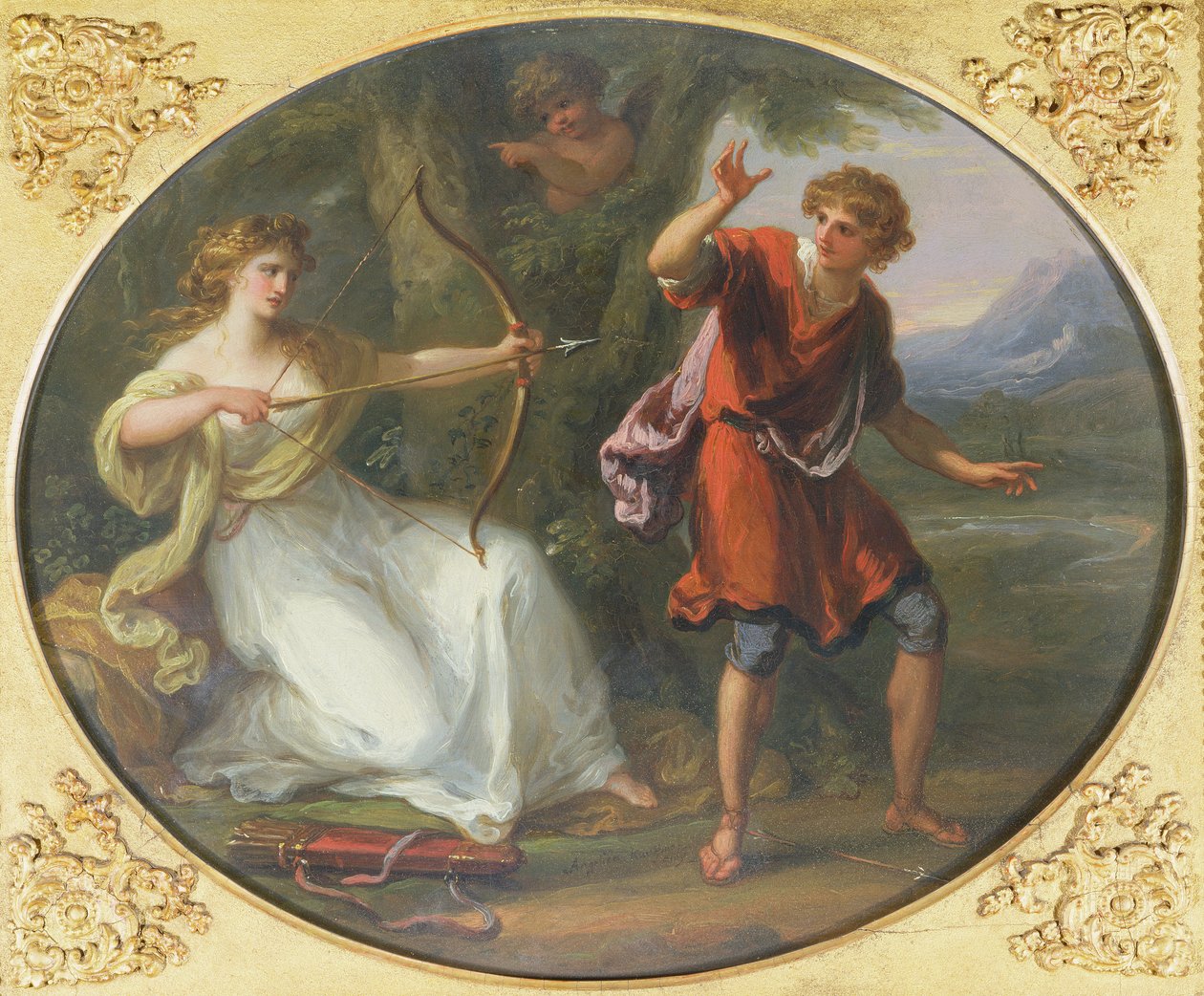 Une nymphe tirant son arc sur un jeune homme, 1780 - Angelica Kauffmann