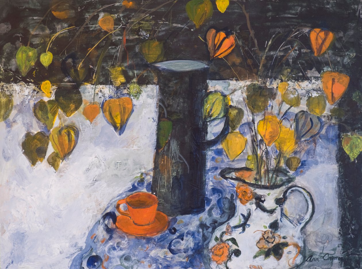 Lanternes chinoises dans un pichet noir - Ann Oram