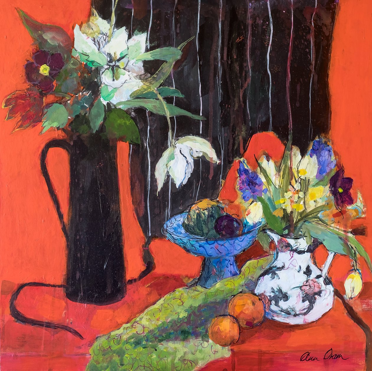 Nature Morte de Cuisine sur Rouge, 2019 - Ann Oram