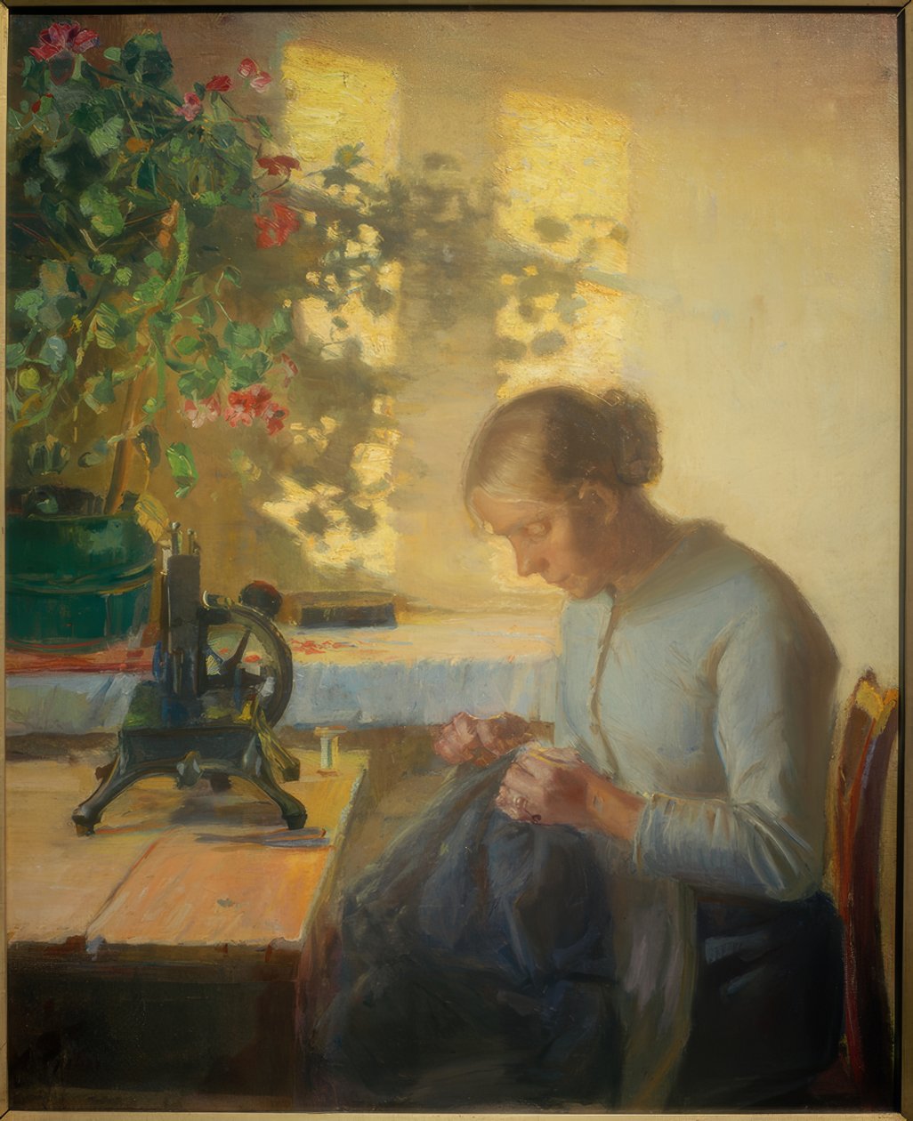 Fille de pêcheur cousant - Anna Ancher