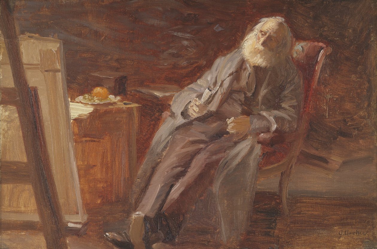 Le peintre Vilhelm Kyhn fumant sa pipe - Anna Ancher