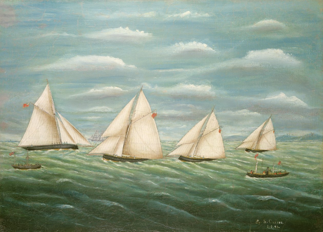 Régate au large du Long Sand Lightship, École Primitive, 19ème siècle - Unbekannt Unbekannt