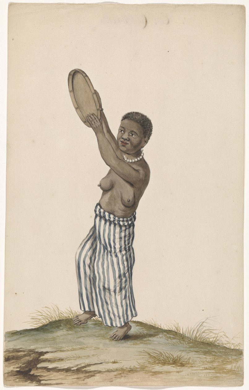Femme africaine avec tambour à main - Anonymous