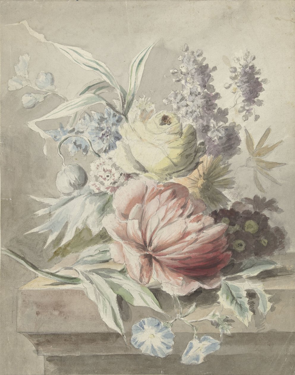 Fleurs sur un socle - Anonymous