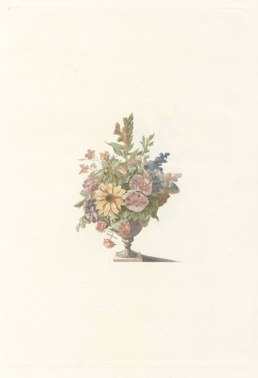 Vase de fleurs avec notamment un tournesol - Anonymous