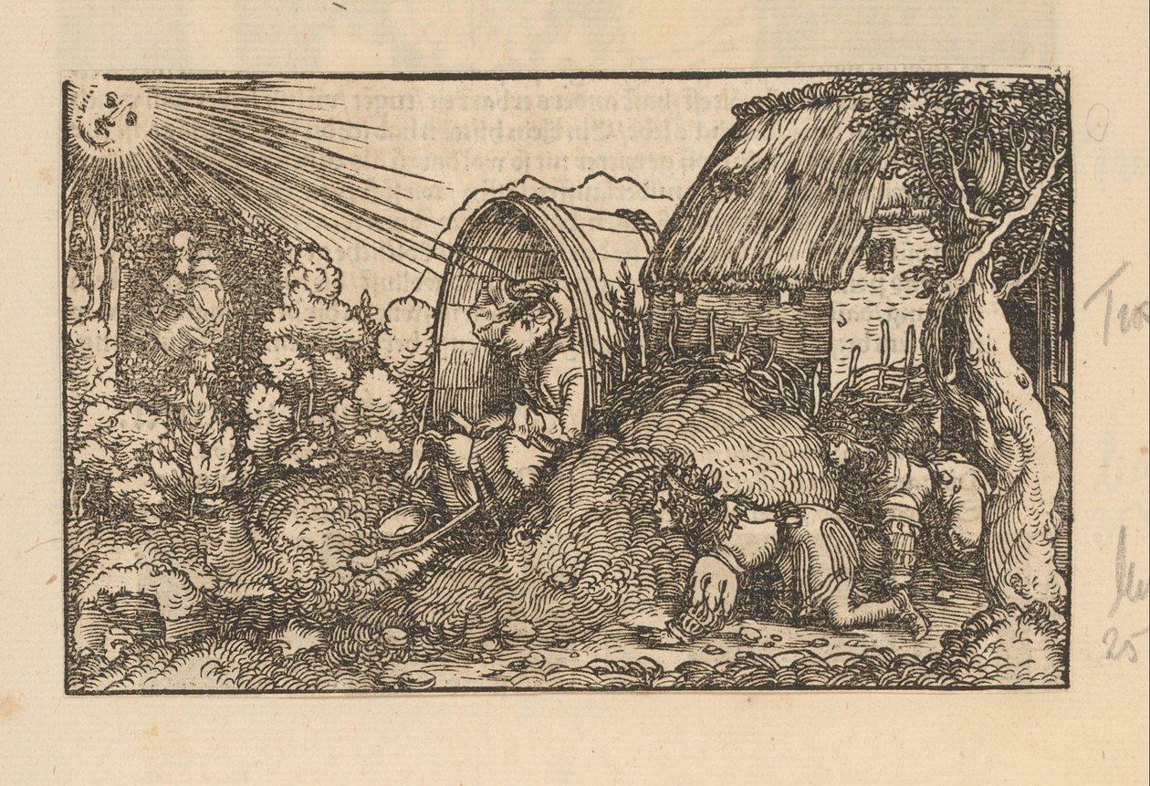 Diogène dans son tonneau et deux jeunes hommes couronnés - Anonymous