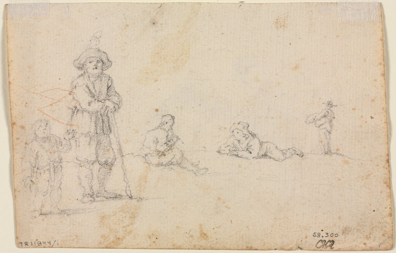 Cinq Études de Figures (verso) - Anonymous