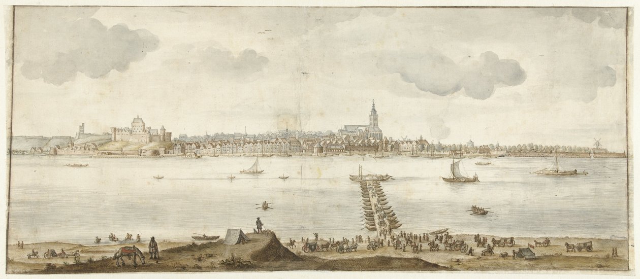 Vue de Nimègue depuis la Waal - Anonymous