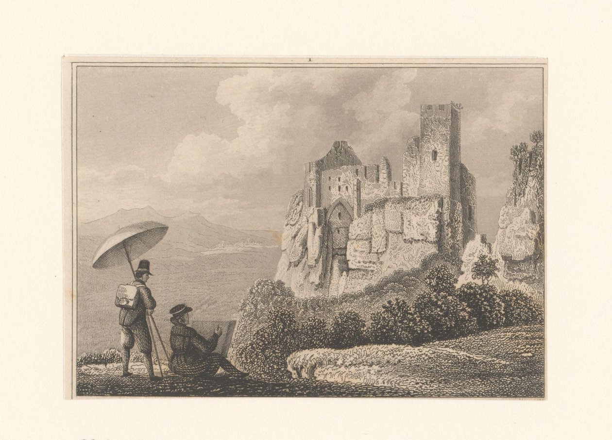 Paysage avec un homme dessinant une ruine - Anonymous