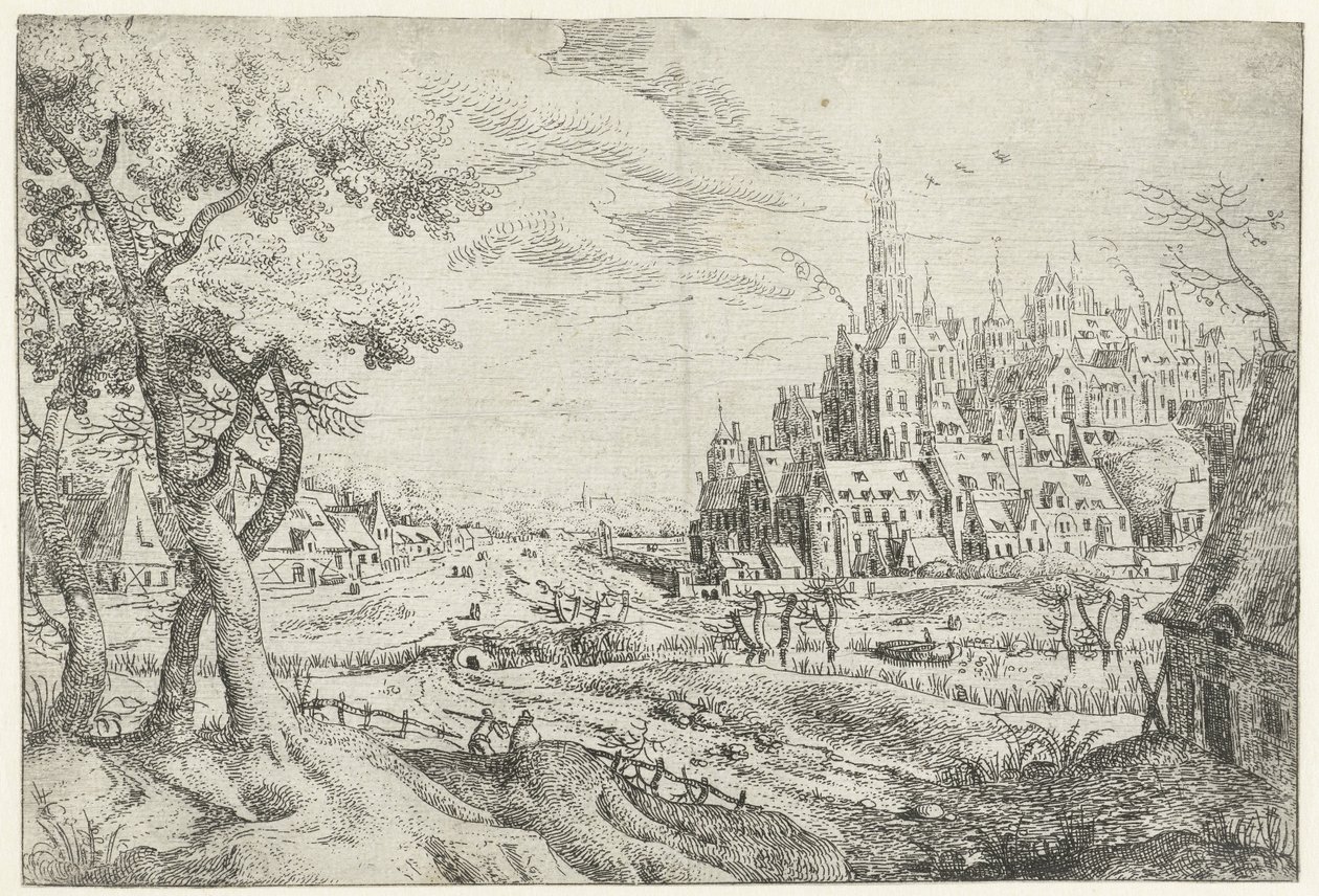 Paysage avec ville - Anonymous