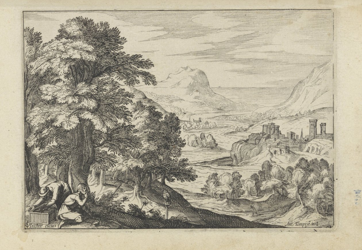 Paysage avec des chasseurs d
