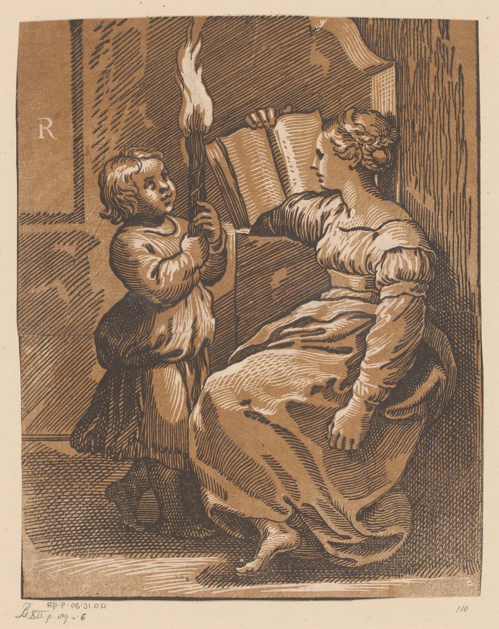 Sibylle lisant avec un enfant - Anonymous