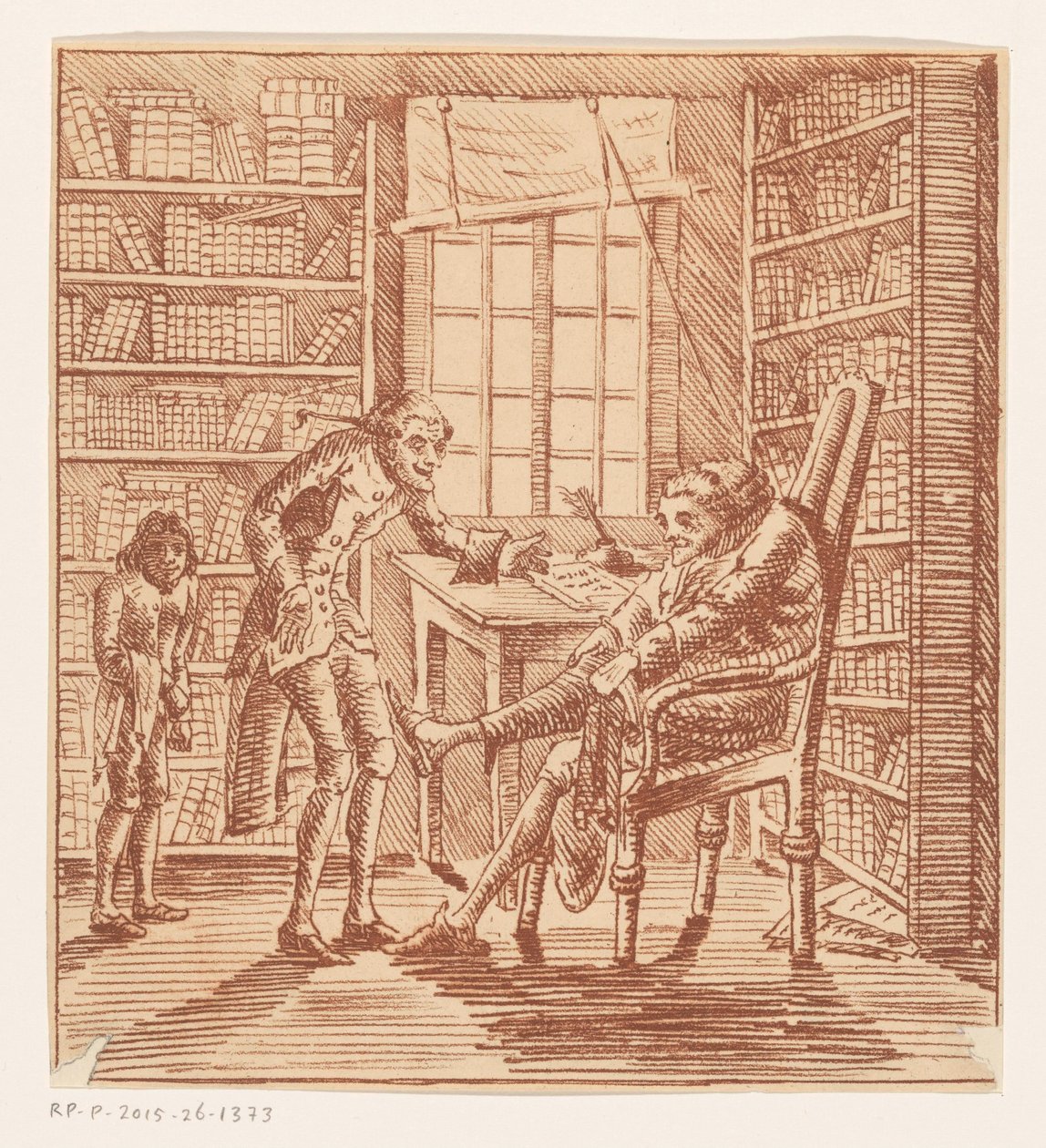 Homme avec deux serviteurs dans un bureau - Anonymous