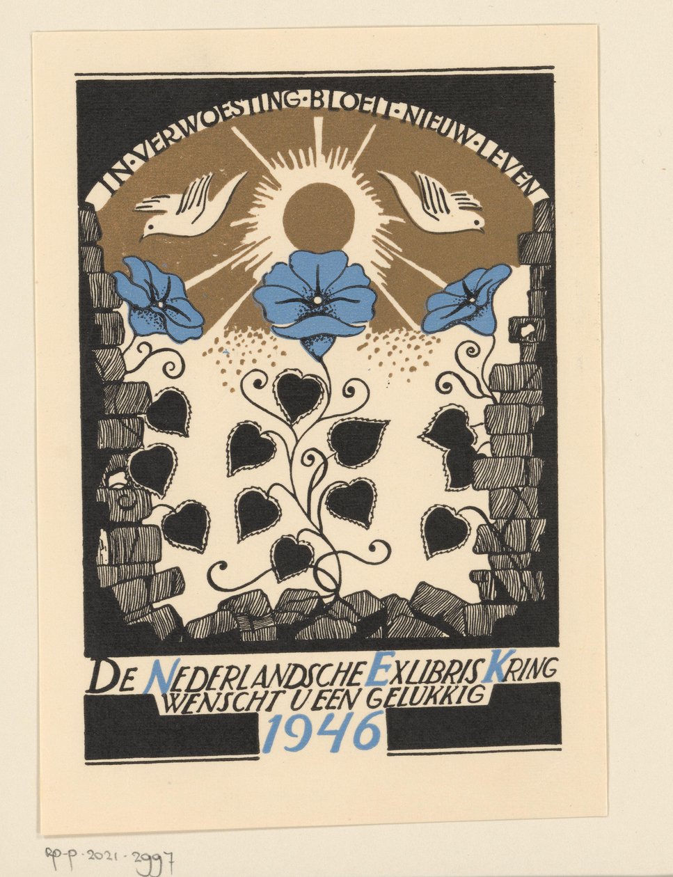 Vœux de Nouvel An pour 1946 de la Nederlandsche Exlibriskring - Anonymous