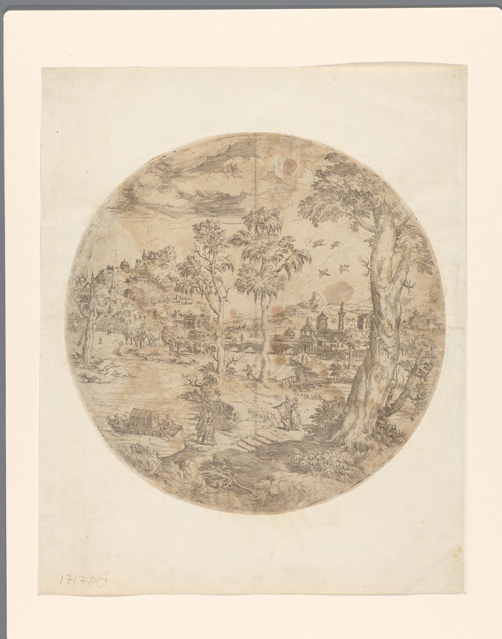Paysage imaginaire rond - Anonymous