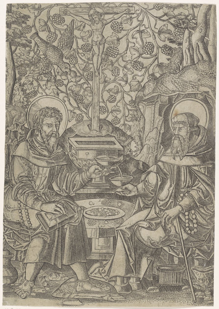 Deux saints près du Christ comme Fons Vitae - Anonymous