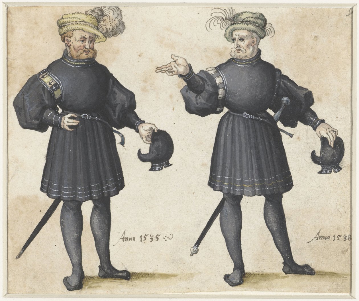 Deux serviteurs en vêtements noirs - Anonymous