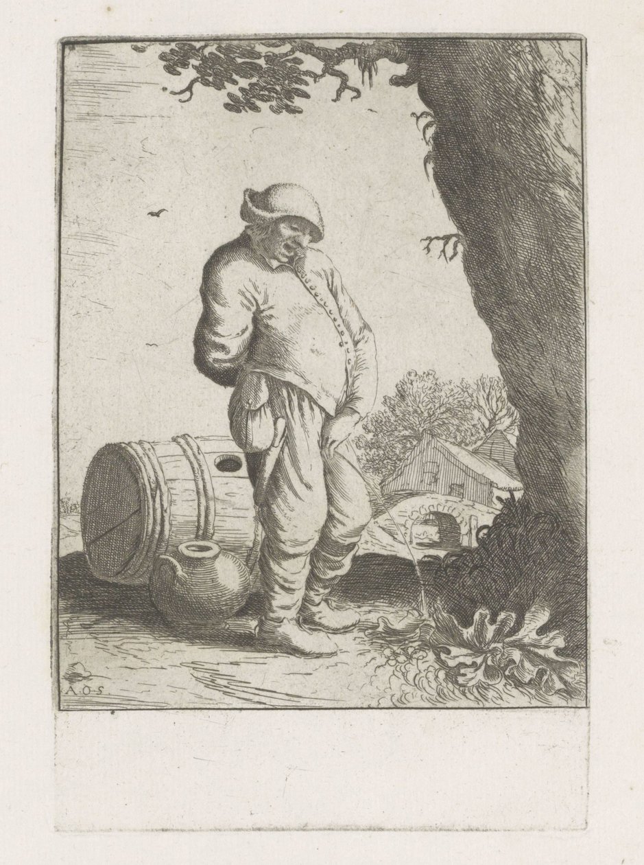 Homme urinant près d