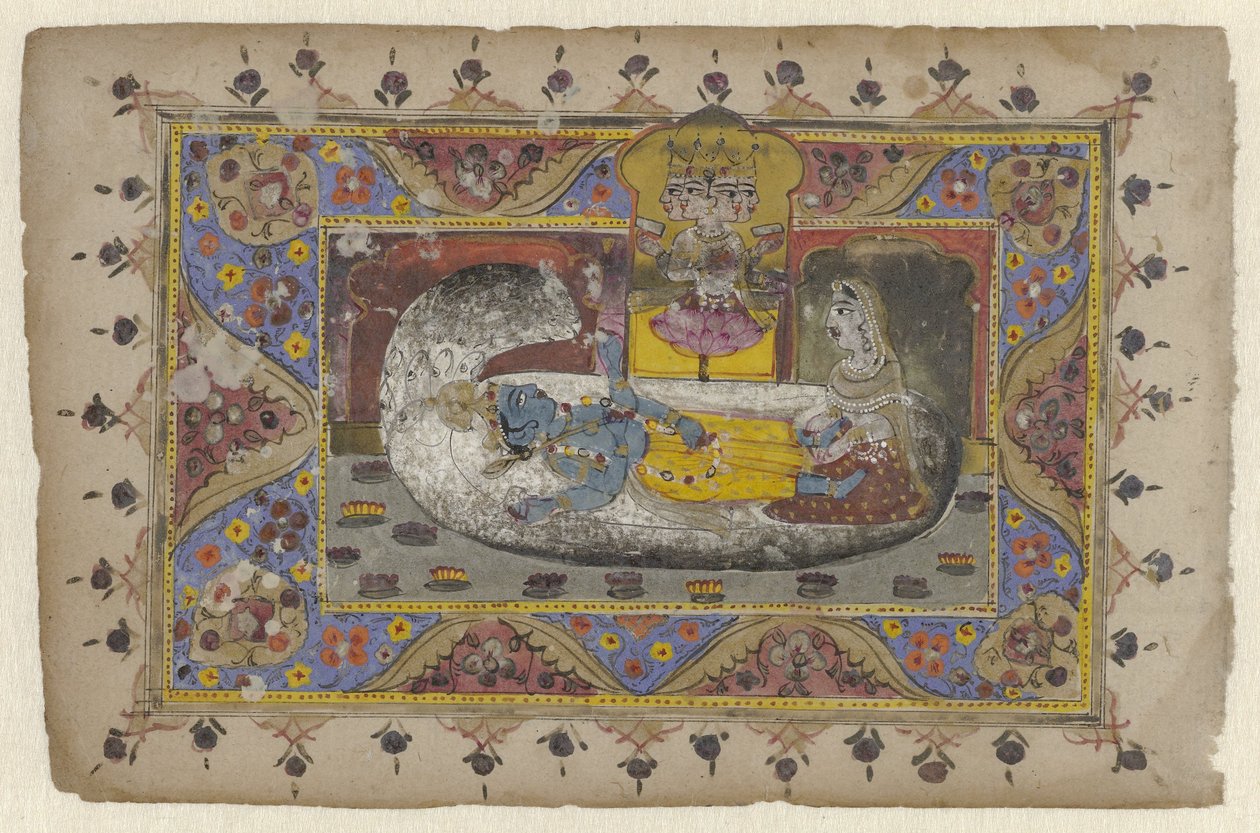 Vishnu sur le serpent cosmique Ananta, naissance de Brahma - Anonymous