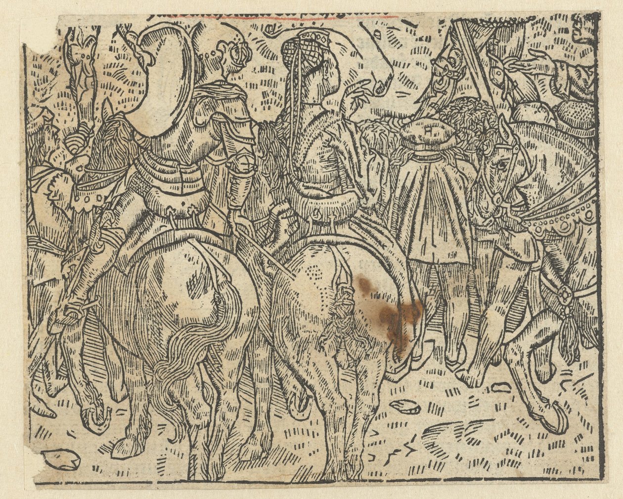 Femme avec chevalier à cheval - Anonymous