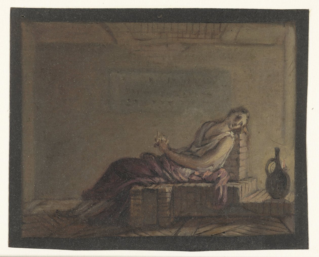 Femme assise sur son lit dans une cellule - Anonymous