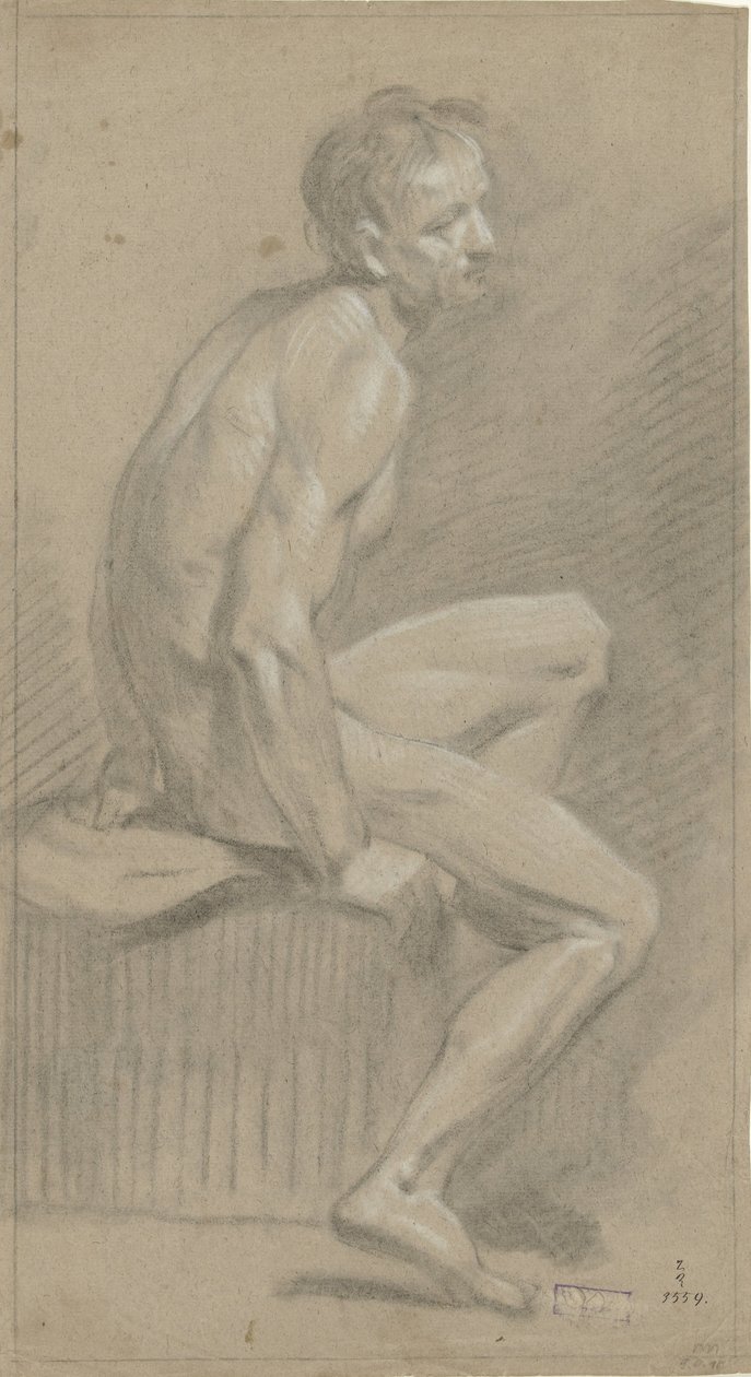 Homme nu assis, vers la droite - Anonymous
