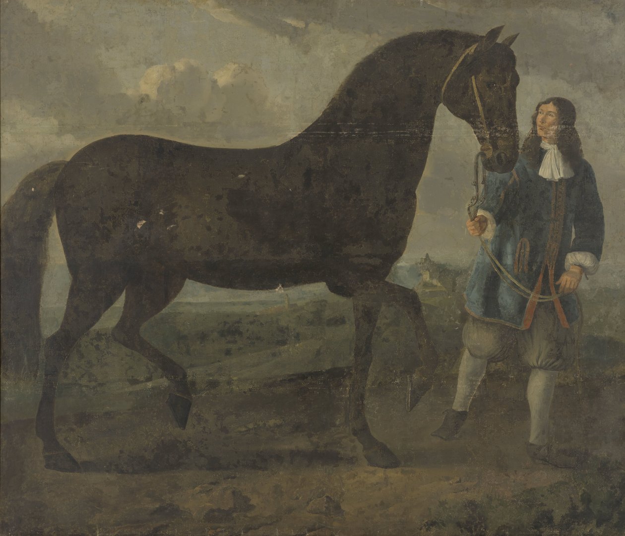 Cheval noir conduit par un palefrenier - Anonymous