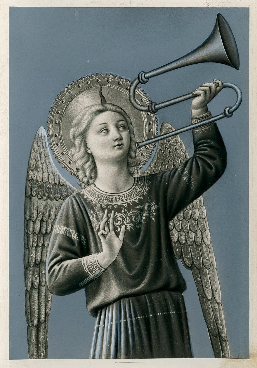 Un ange musicien jouant du trombone (impression) - Anonymous Anonymous