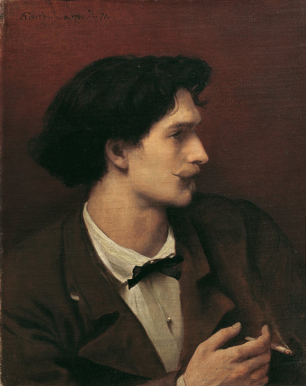 Autoportrait avec cigarette - Anselm Feuerbach