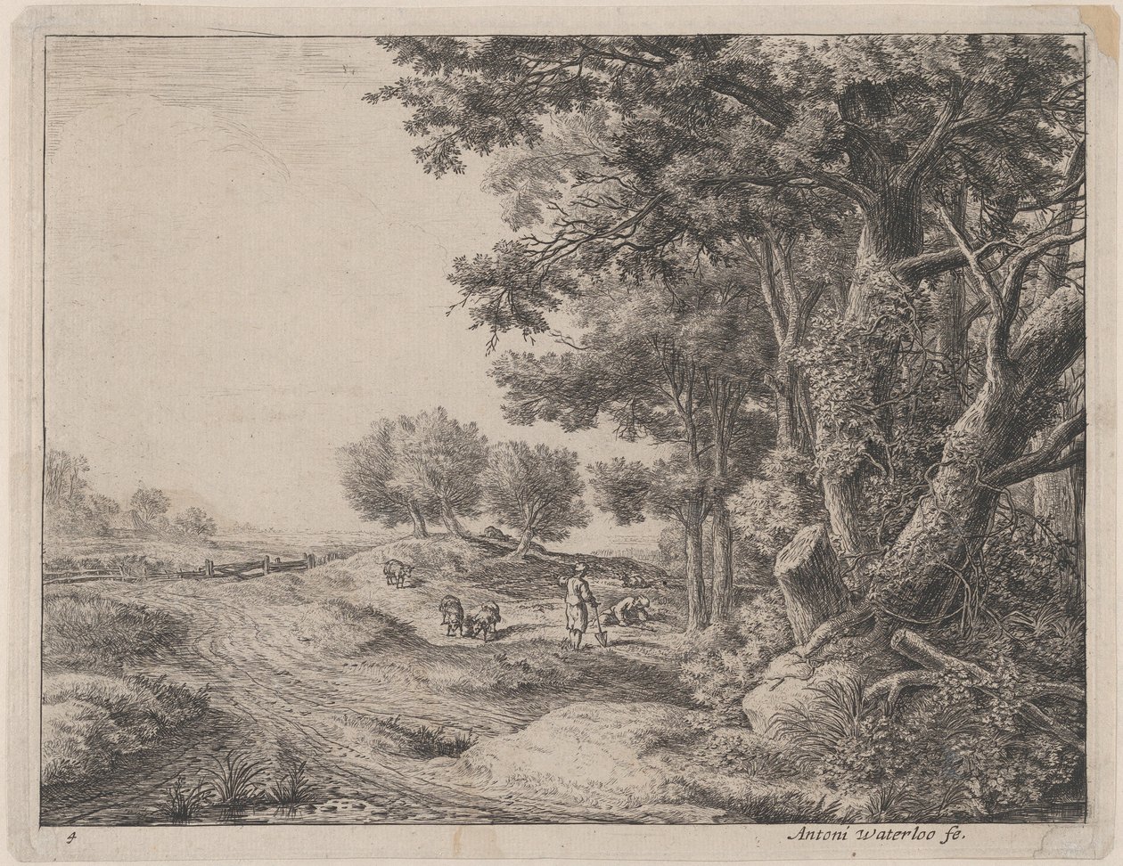 Un paysan avec une pelle, XVIIe siècle - Anthonie Waterloo