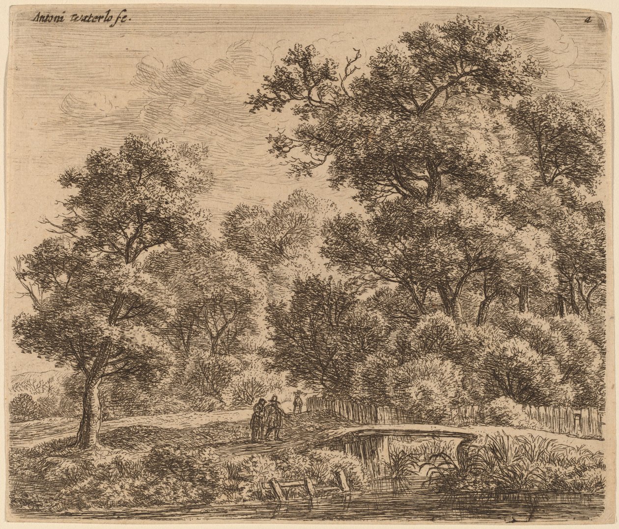 Paysage boisé avec un pont - Anthonie Waterloo
