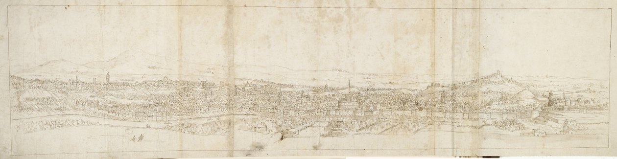 Vue panoramique de Rome depuis Monte Mario, Castel S. Angelo au premier plan - Anthonis van den Wyngaerde