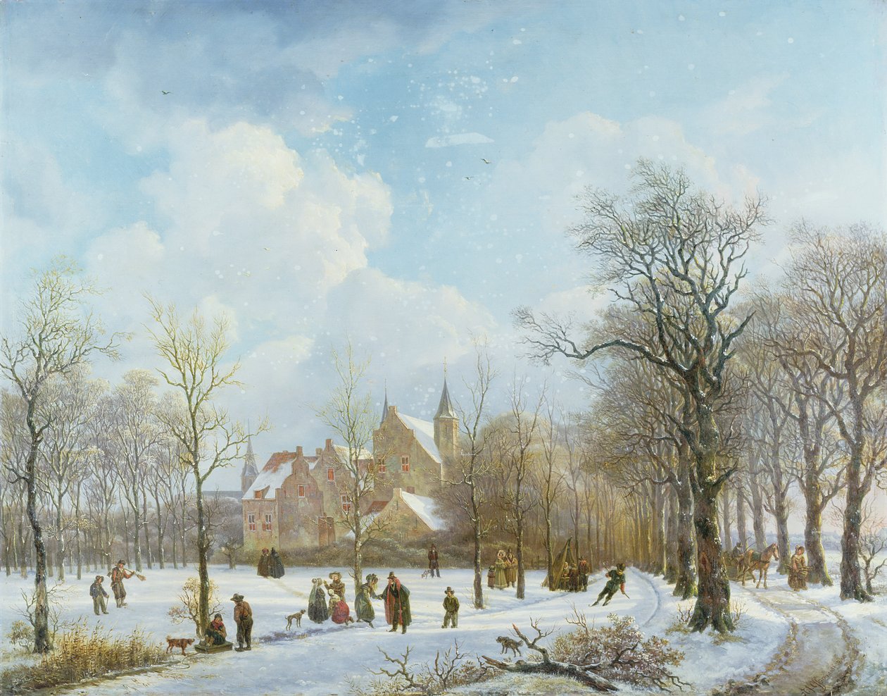 Patineurs dans un paysage d