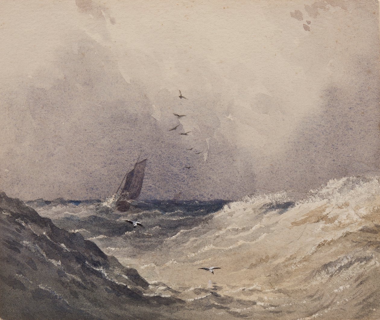 Bateau à voile avant une tempête, vers 1830 - Anthony Vandyke Copley Fielding