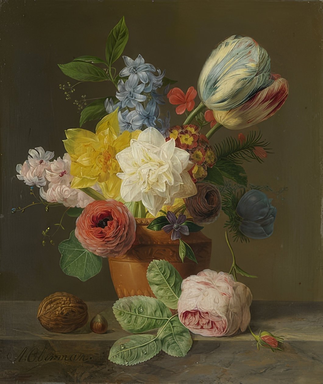 Nature morte avec fleurs et noix - Anthony Oberman