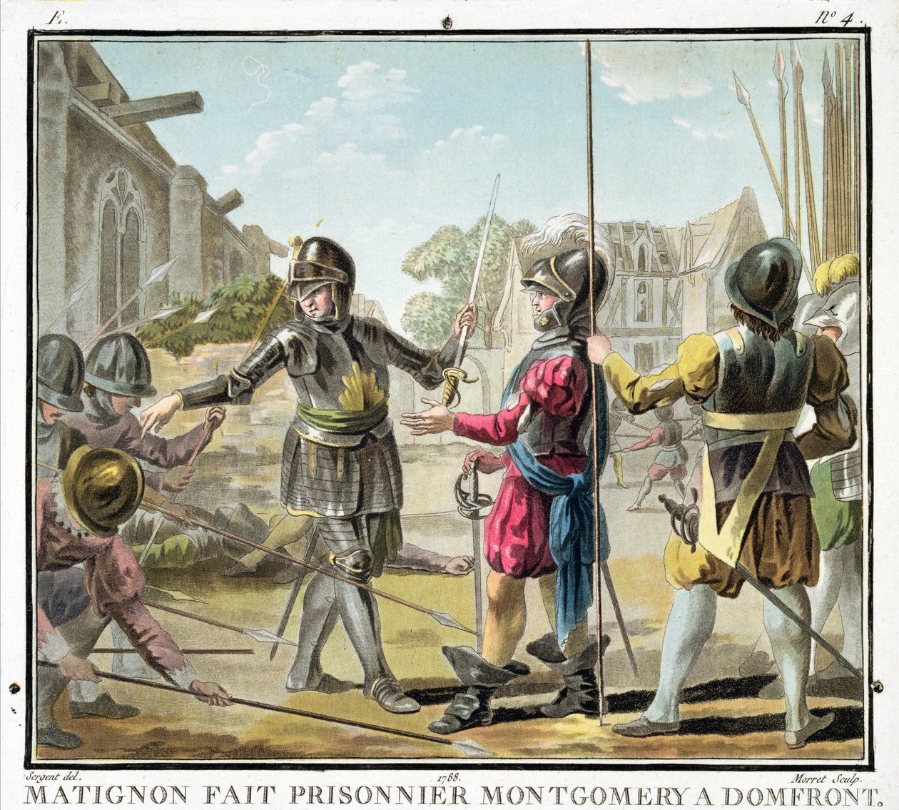 Jacques il Goyon, seigneur de Matignon, capture Montgomery à Domfront, gravé par Jean Baptiste Morret, 1788 - Antoine Louis Francois Sergent Marceau
