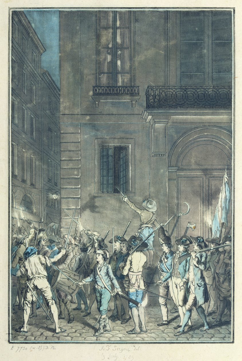 La foule parcourant les rues de Paris avec des torches la nuit en juillet 1789 - Antoine Louis Francois Sergent Marceau