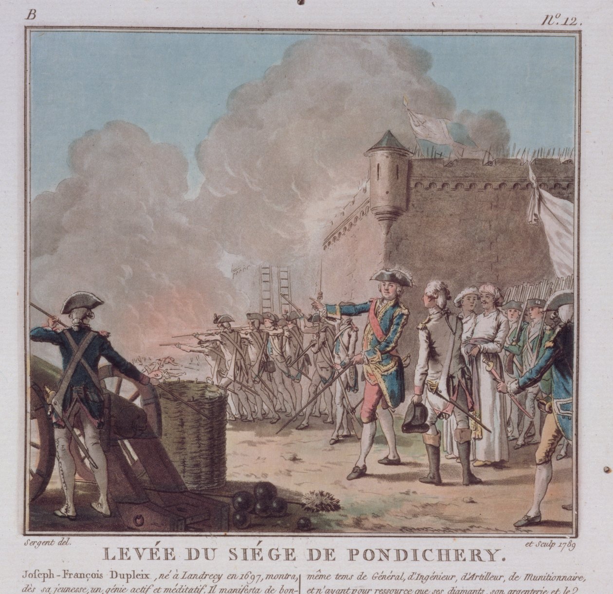 Levée du siège de Pondichéry, 1748, gravé en 1789 - Antoine Louis Francois Sergent Marceau