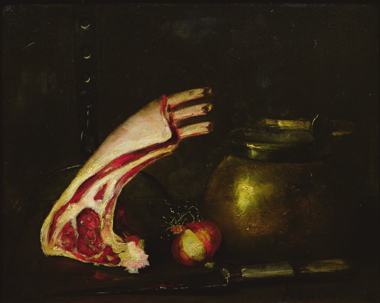Nature morte avec côtelettes - Antoine Vollon