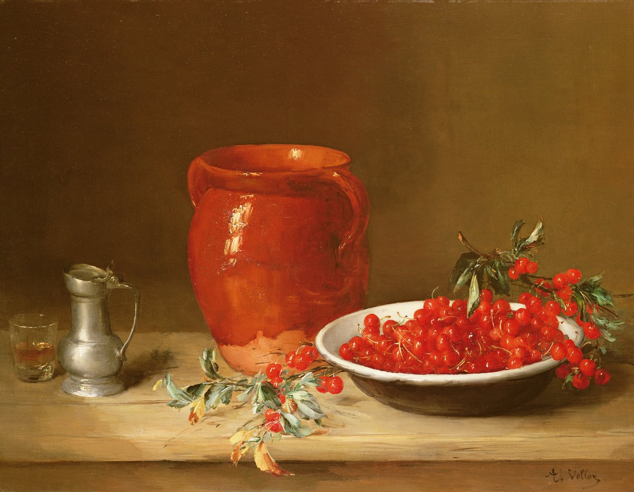 Nature morte de cerises dans un bol - Antoine Vollon