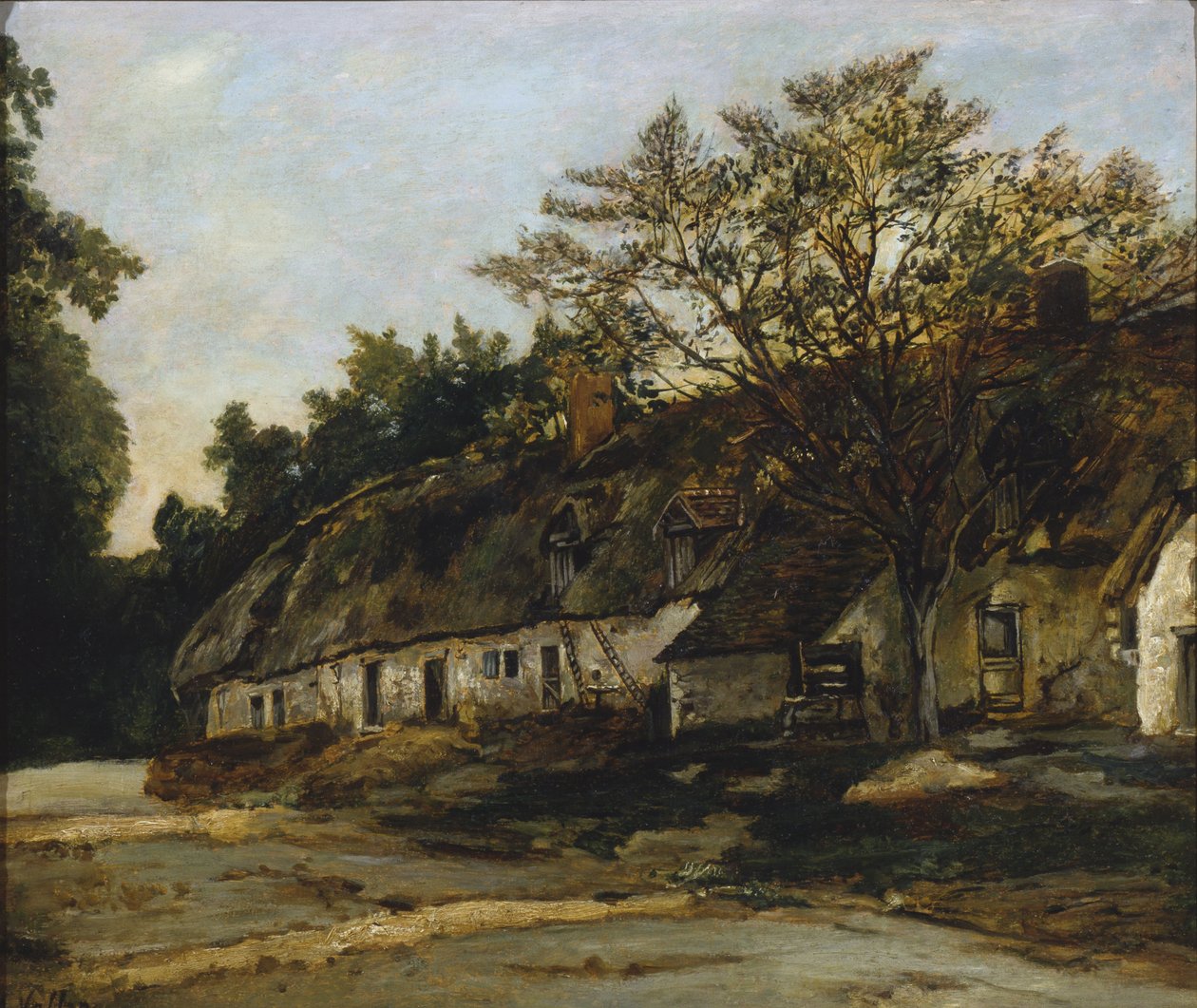 Cottage au toit de chaume - Antoine Vollon