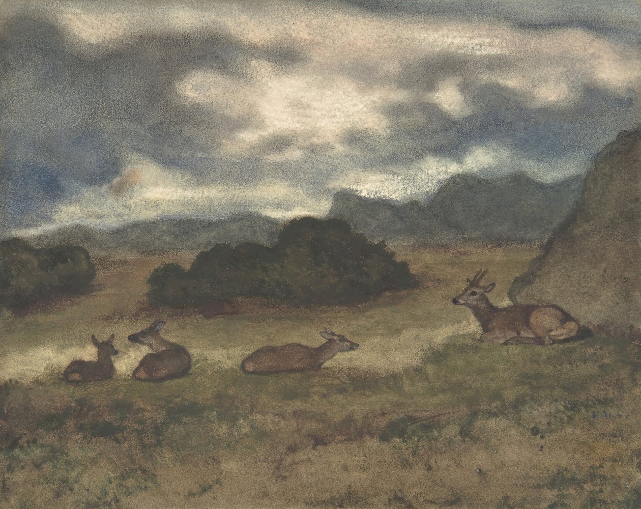 Cerf dans le paysage - Antoine Louis Barye