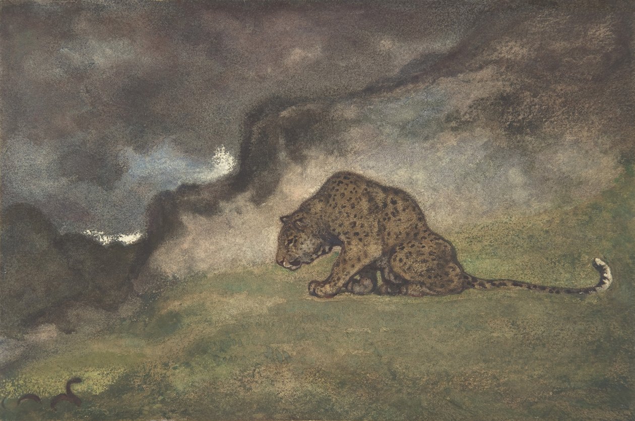 Léopard observant un serpent, 1810-75 - Antoine Louis Barye