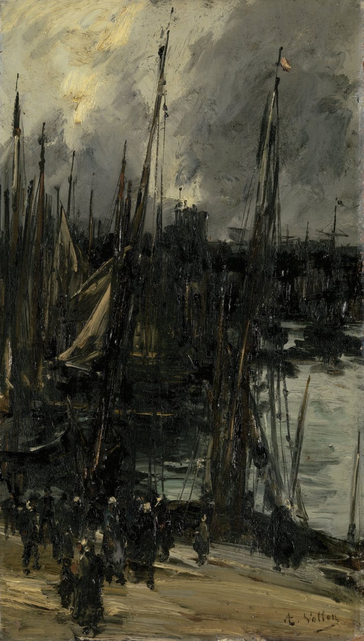 Vue du port à Dunkerque (ou Dieppe?) - Antoine Vollon