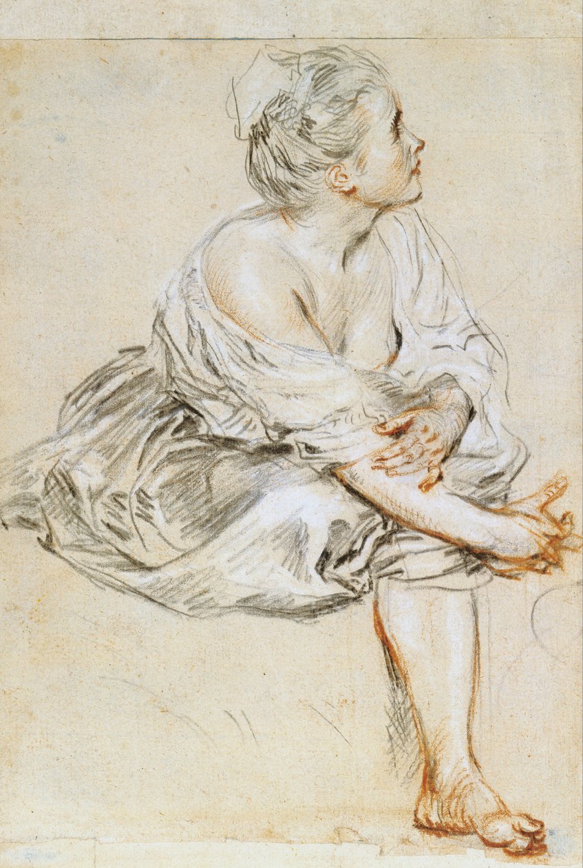 Jeune femme assise - Antoine Watteau