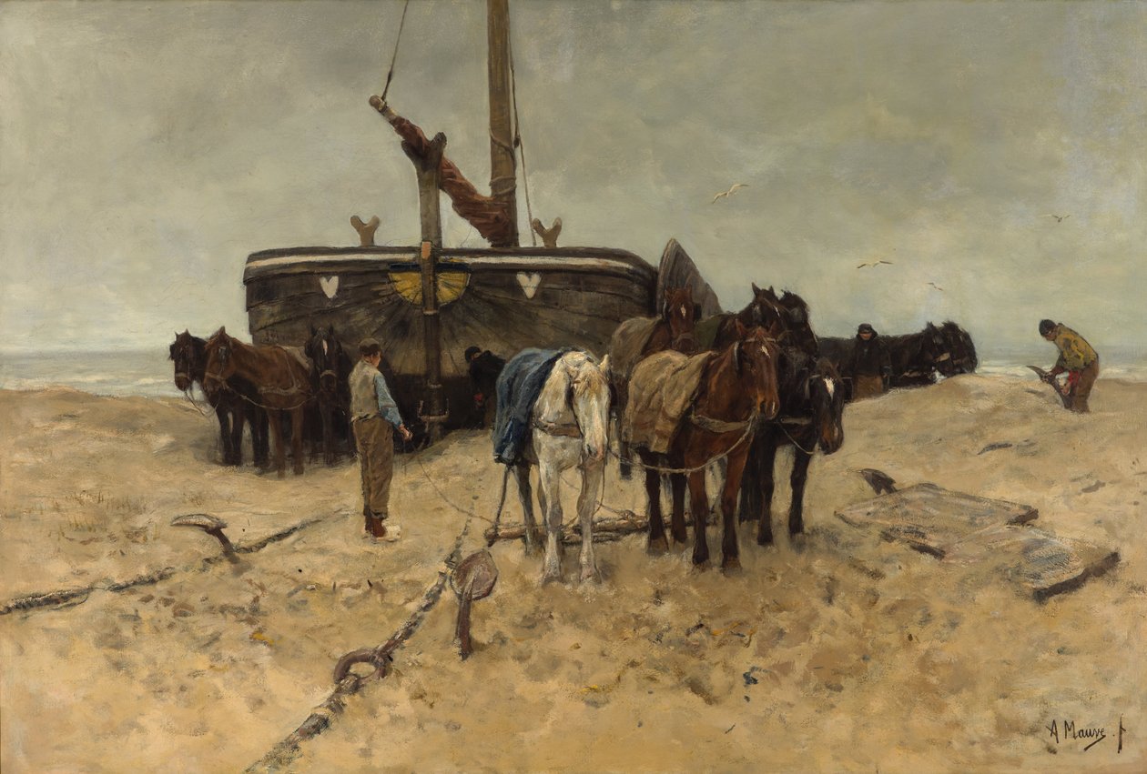 Bateau de pêche sur la plage - Anton Mauve