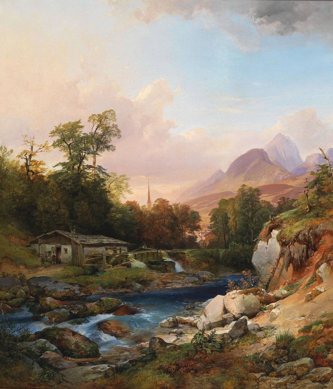 Un paysage de montagne avec une forge - Anton Hansch