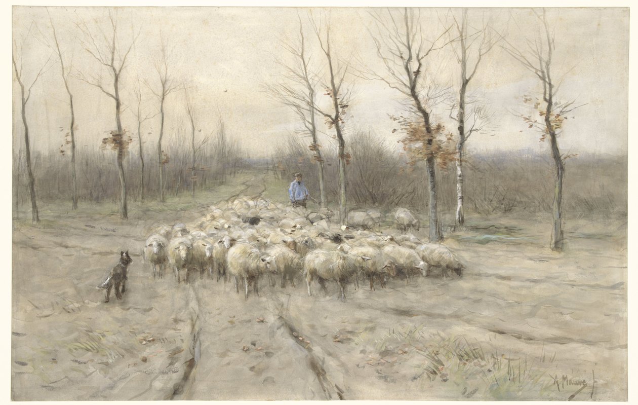 Troupeau de moutons sur la lande près de Laren - Anton Mauve